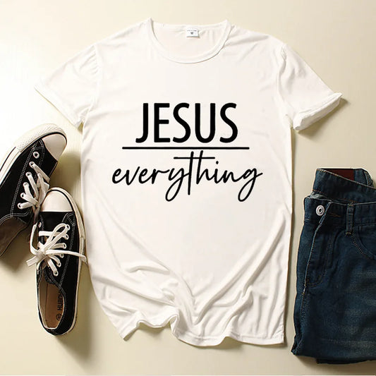 Jesus Everything Letter Print Women T Shirt