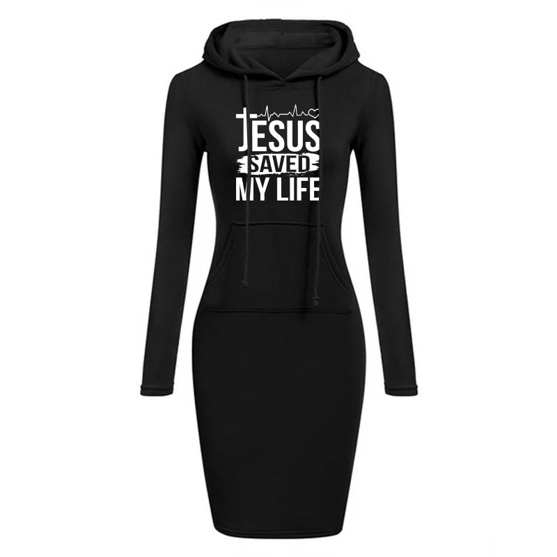Jesus Saved My Life Hooded Dress Women's