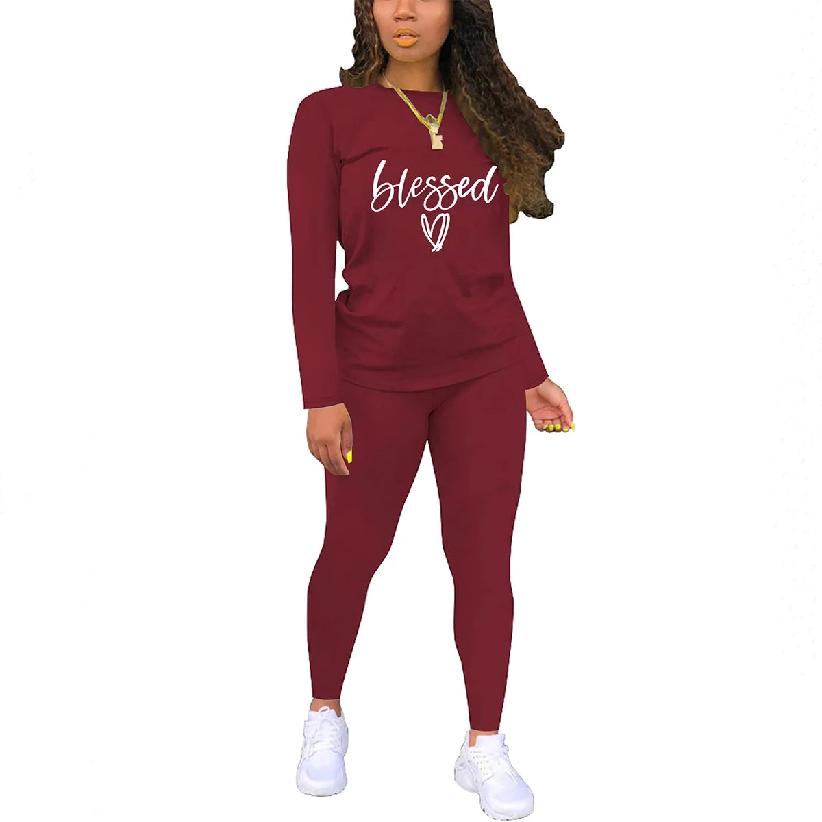 T-shirt and tight pants sportswear two-piece set