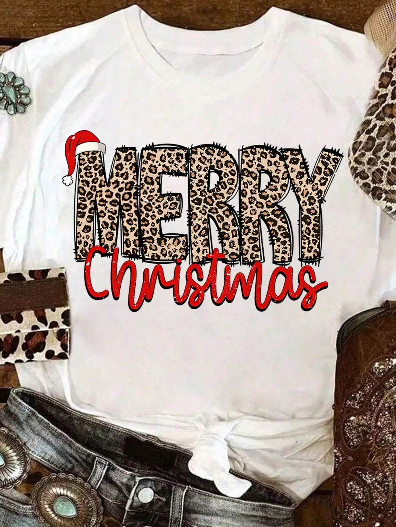 Womens Flat Print Merry Christmas