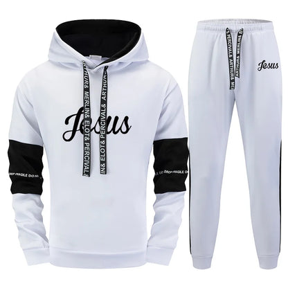 Jesus Printed Men's Tracksuit Hoodies Sweatpants