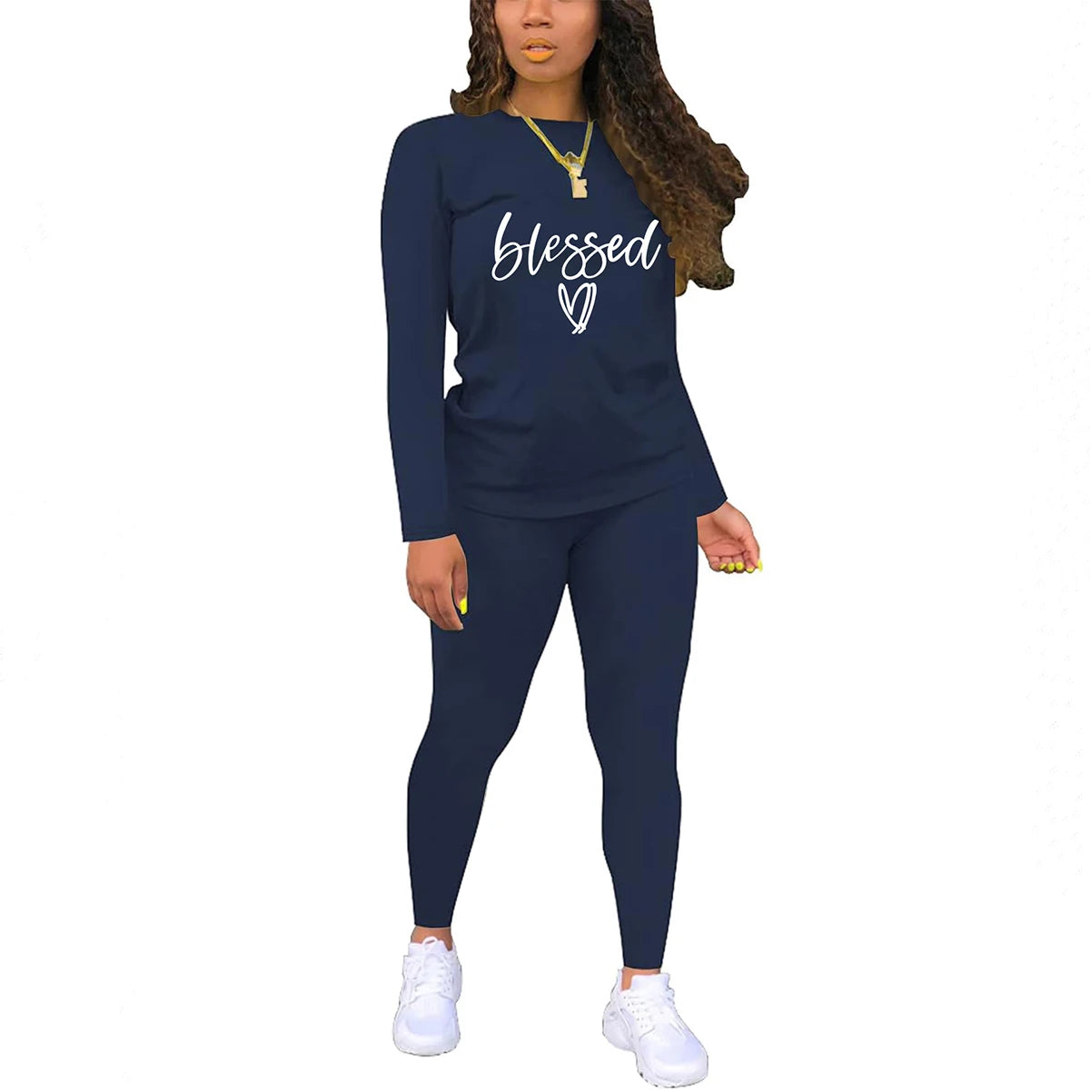 T-shirt and tight pants sportswear two-piece set