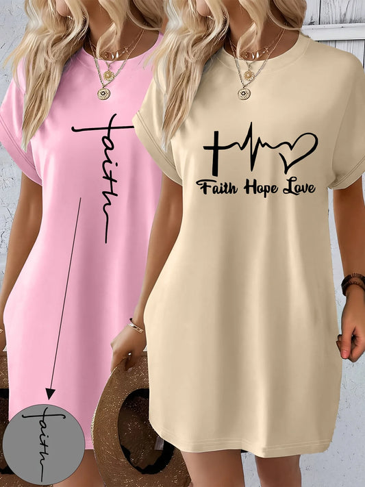 Women'S Casual Knit T Shirt Dress