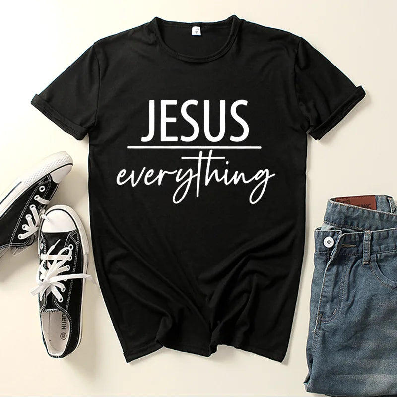 Jesus Everything Letter Print Women T Shirt