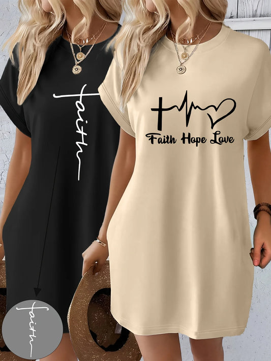 Women'S Casual Knit T Shirt Dress