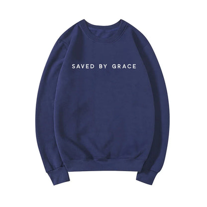 Saved By Grace Sweatshirt Christian Crewneck Sweatshirts