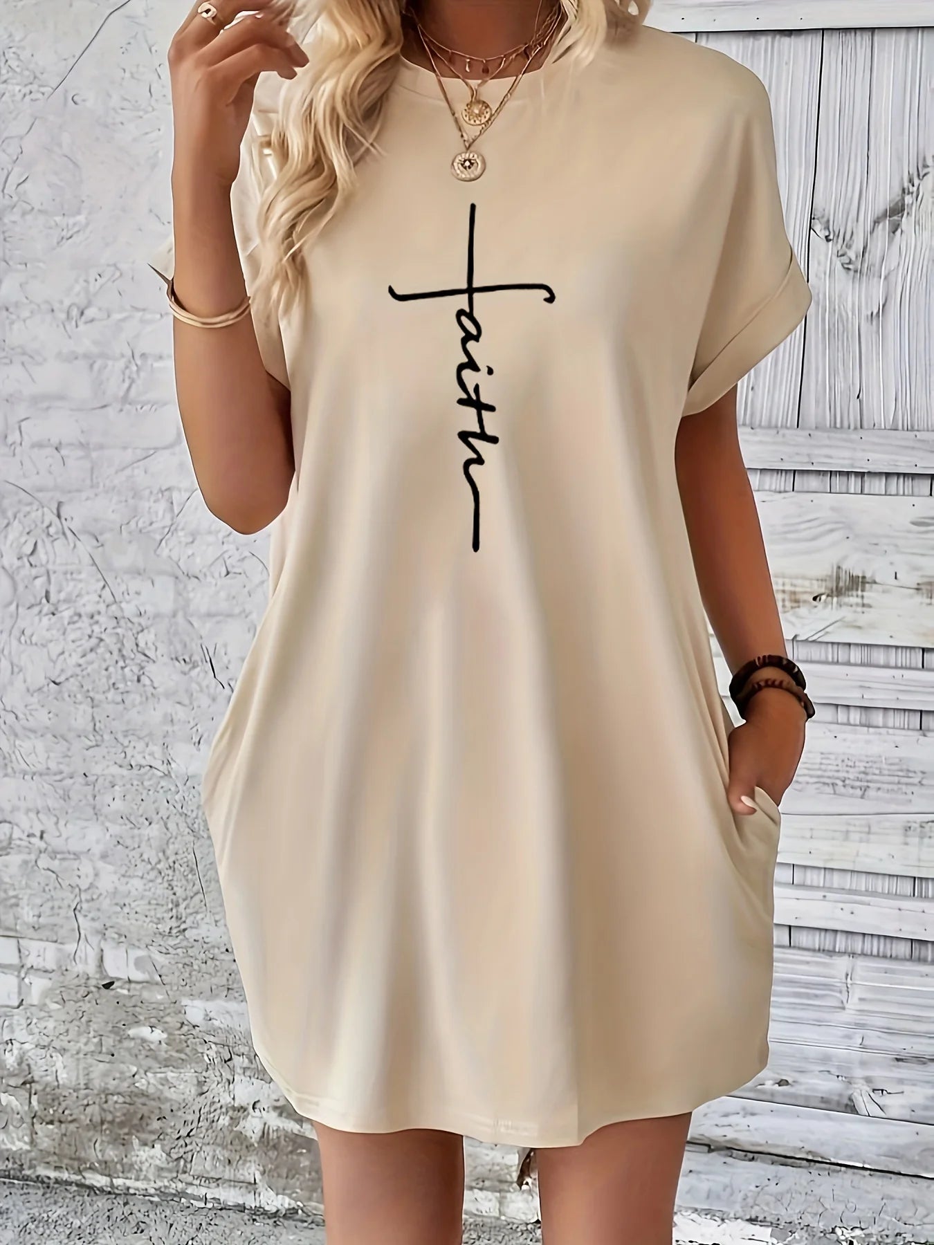 Women'S Casual Knit T Shirt Dress