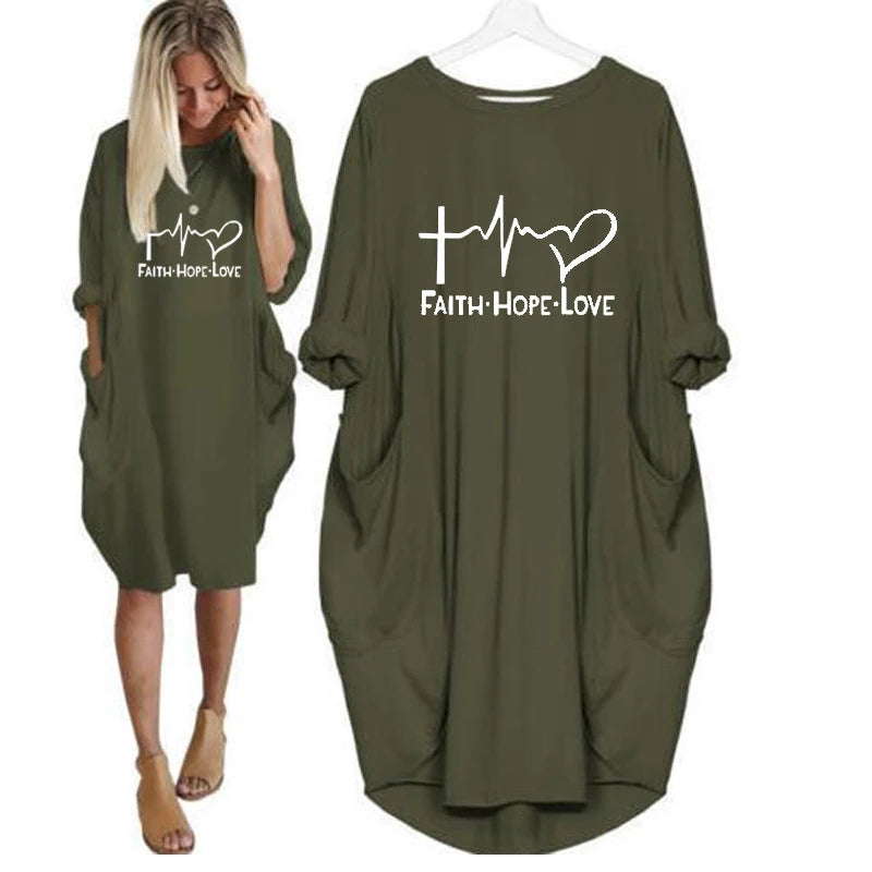 Women's Loose  Long Sleeved Summer Plus Size Dress Autumn  Winter  Joke T-shirt Summer O Neck Short Sleeve Graphic T Shirts