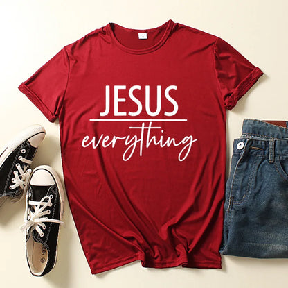 Jesus Everything Letter Print Women T Shirt