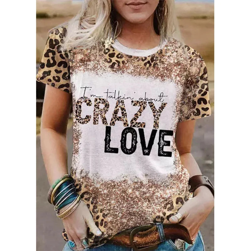 New Jesus Cross Leopard 3D Print T-shirt Women