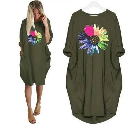 Women's Loose  Long Sleeved Summer Plus Size Dress Autumn  Winter  Joke T-shirt Summer O Neck Short Sleeve Graphic T Shirts