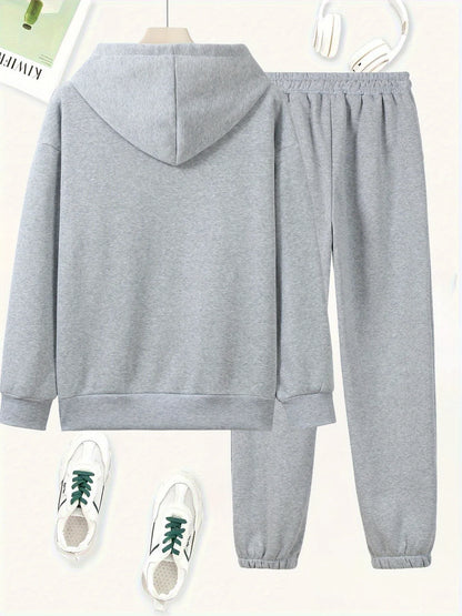 Women's autumn and winter loose hoodie+sweatpants