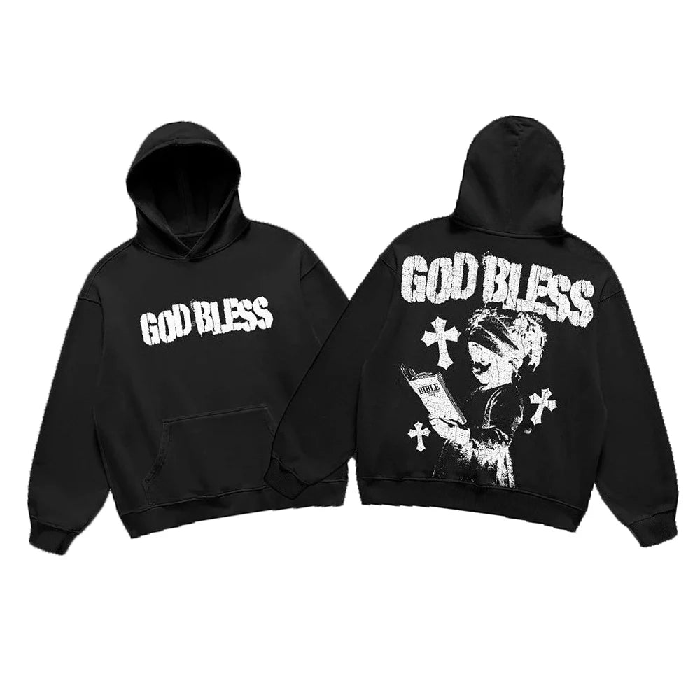 God Bless Children's Prayer Graphic Print Hoodies