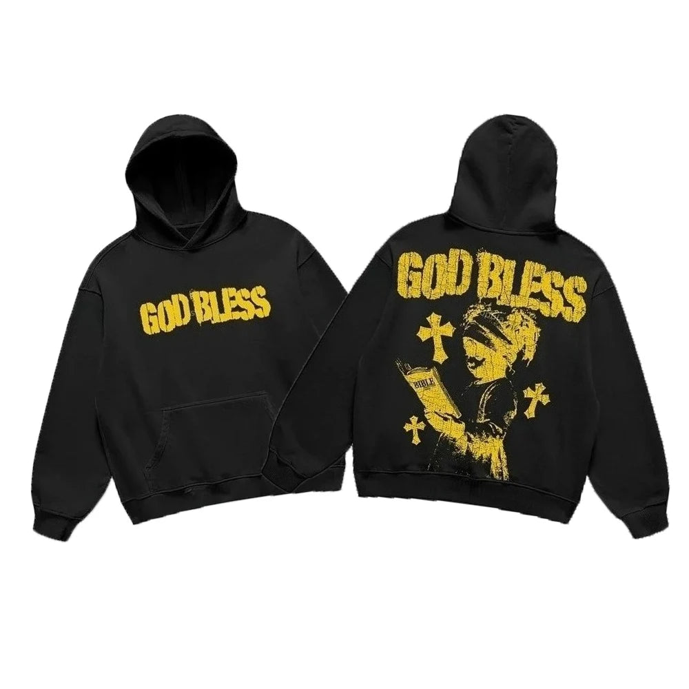 God Bless Children's Prayer Graphic Print Hoodies