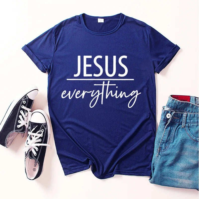 Jesus Everything Letter Print Women T Shirt