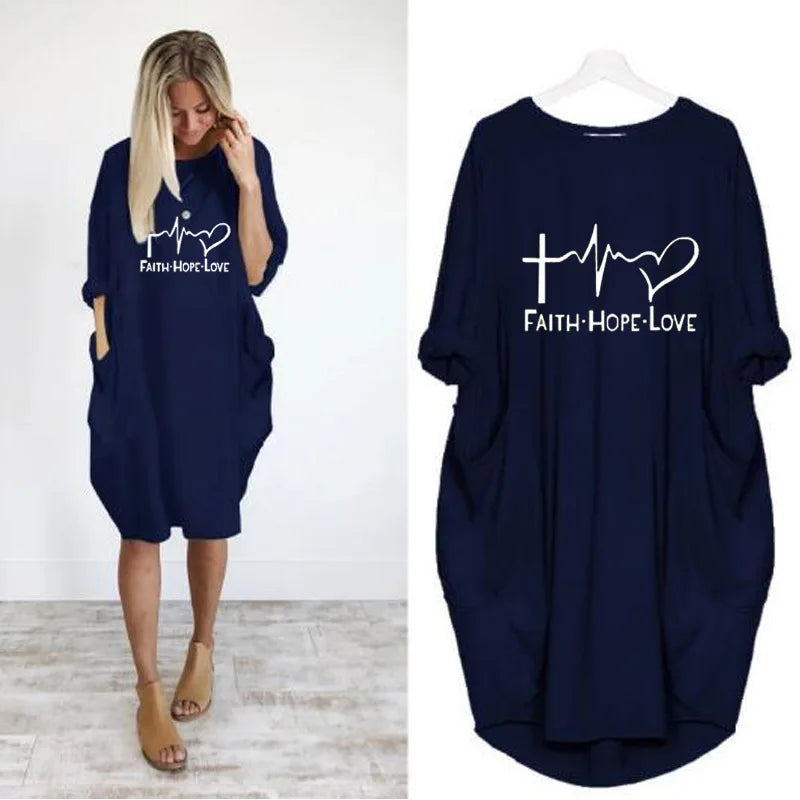 Women's Loose  Long Sleeved Summer Plus Size Dress Autumn  Winter  Joke T-shirt Summer O Neck Short Sleeve Graphic T Shirts