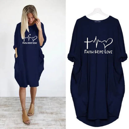 Women's Loose  Long Sleeved Summer Plus Size Dress Autumn  Winter  Joke T-shirt Summer O Neck Short Sleeve Graphic T Shirts