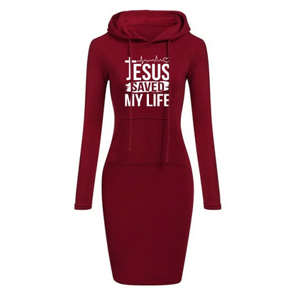 Jesus Saved My Life Hooded Dress Women's