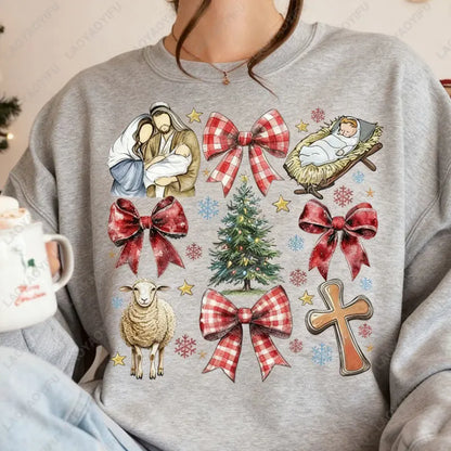Coquette Jesus Christmas Pullovers Baby Jesus