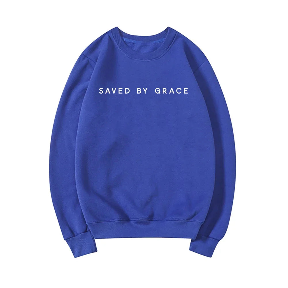 Saved By Grace Sweatshirt Christian Crewneck Sweatshirts