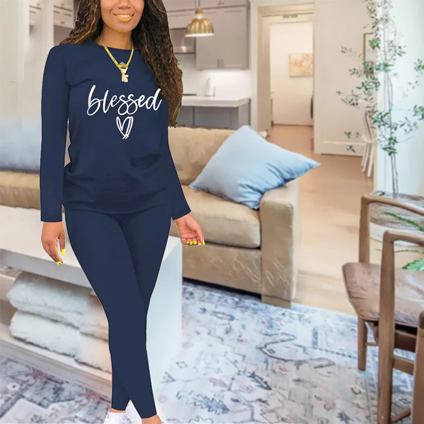 T-shirt and tight pants sportswear two-piece set