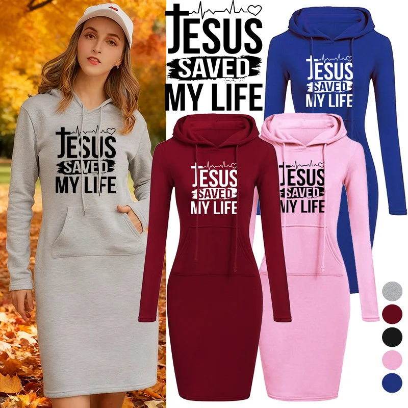 Jesus Saved My Life Hooded Dress Women's