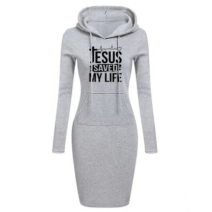 Jesus Saved My Life Hooded Dress Women's