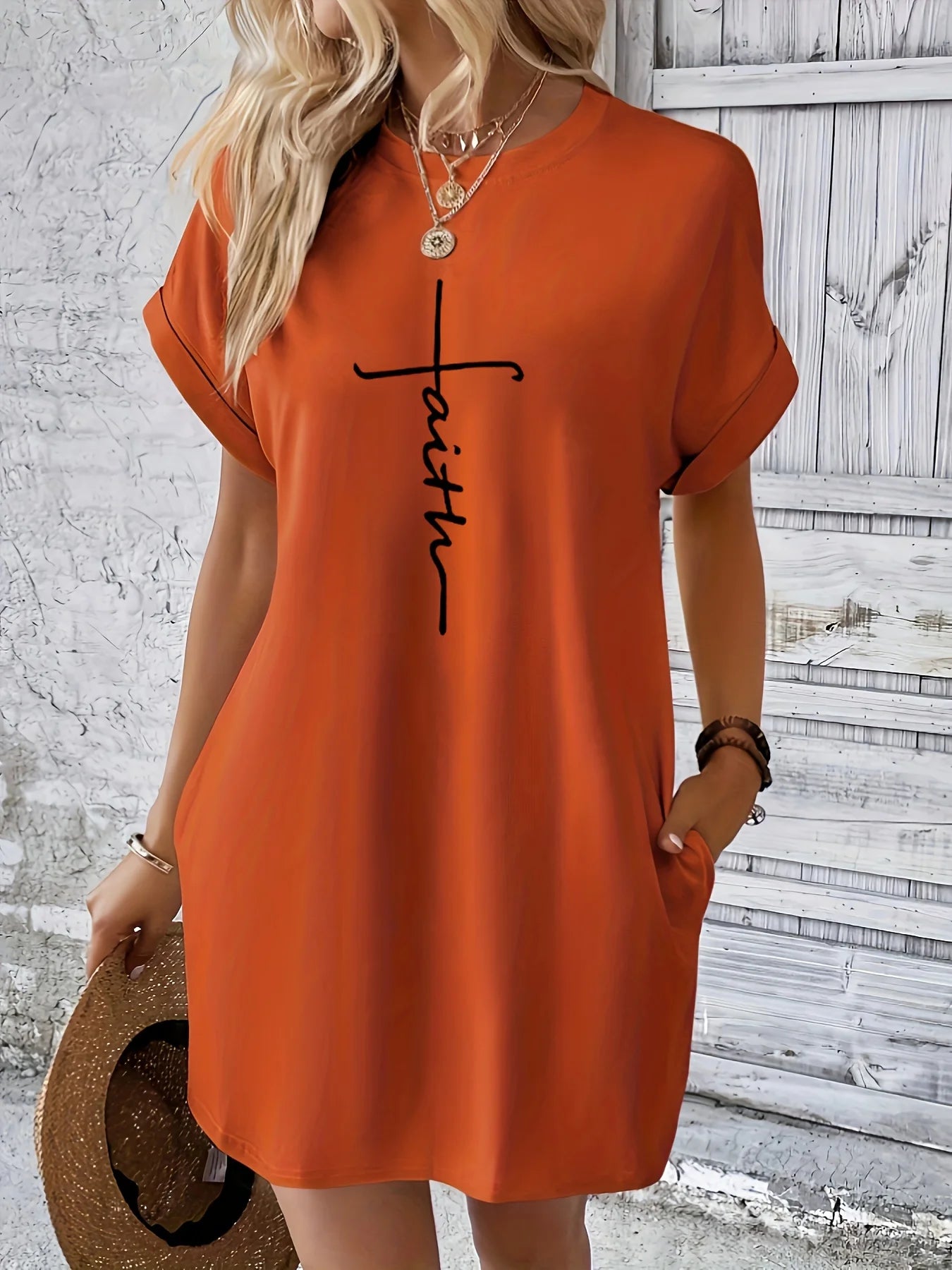 Women'S Casual Knit T Shirt Dress