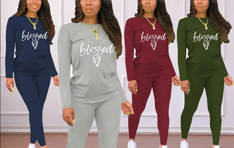 T-shirt and tight pants sportswear two-piece set