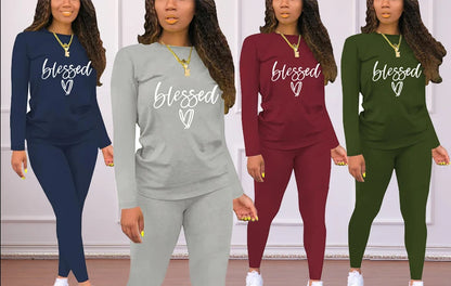 T-shirt and tight pants sportswear two-piece set