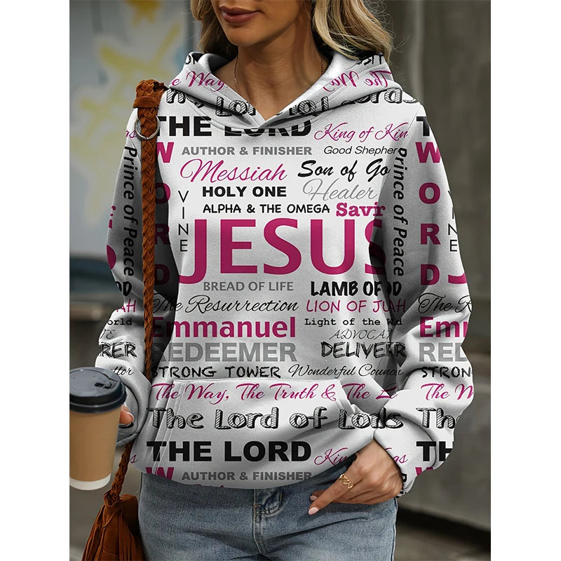 Jesus Letter 3D Print Hoodies Women Hooded Sweatshirts