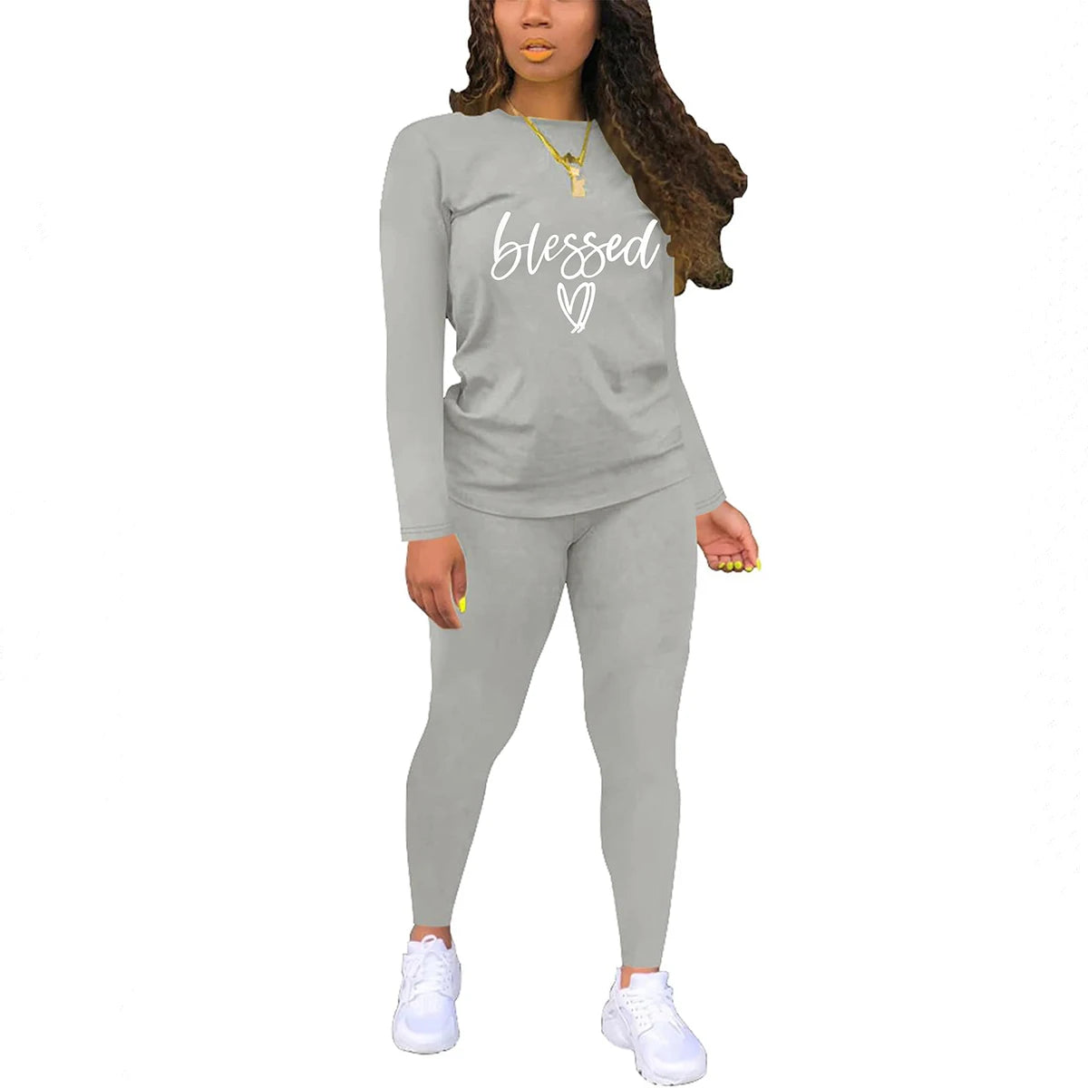 T-shirt and tight pants sportswear two-piece set