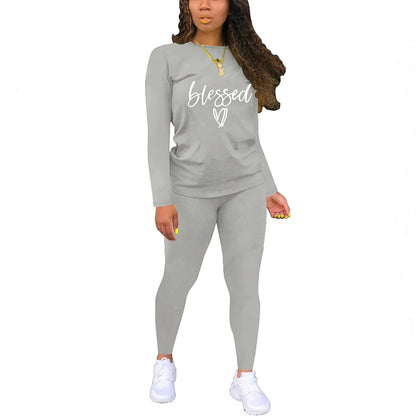 T-shirt and tight pants sportswear two-piece set