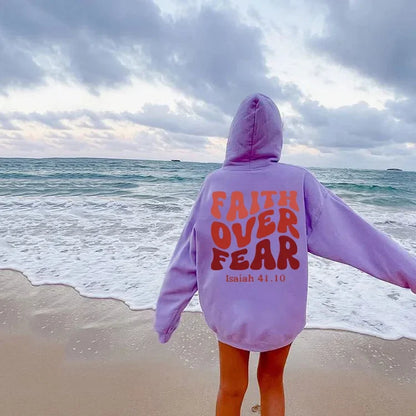 FAITH OVER FEAR Plush sweatshirt for women
