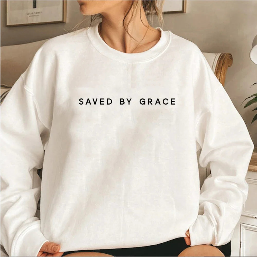 Saved By Grace Sweatshirt Christian Crewneck Sweatshirts