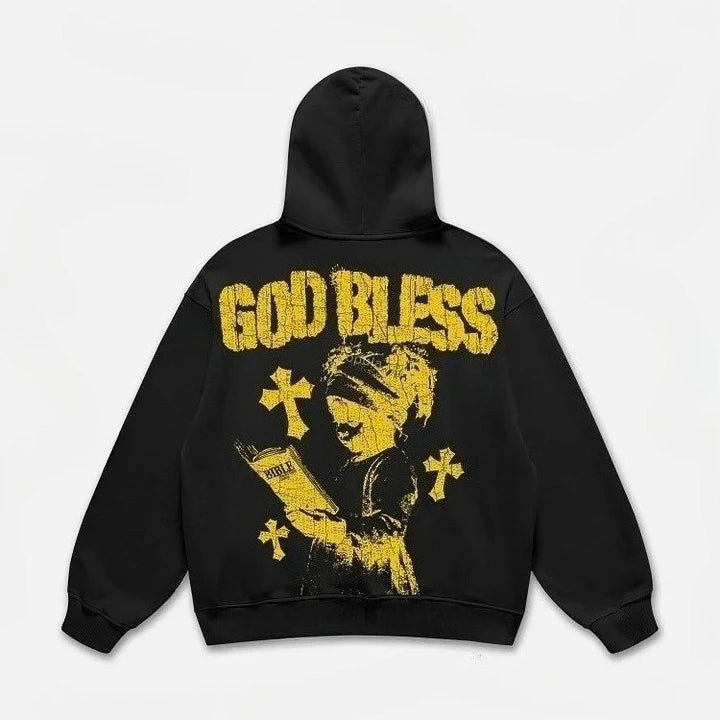God Bless Children's Prayer Graphic Print Hoodies