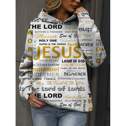 Jesus Letter 3D Print Hoodies Women Hooded Sweatshirts