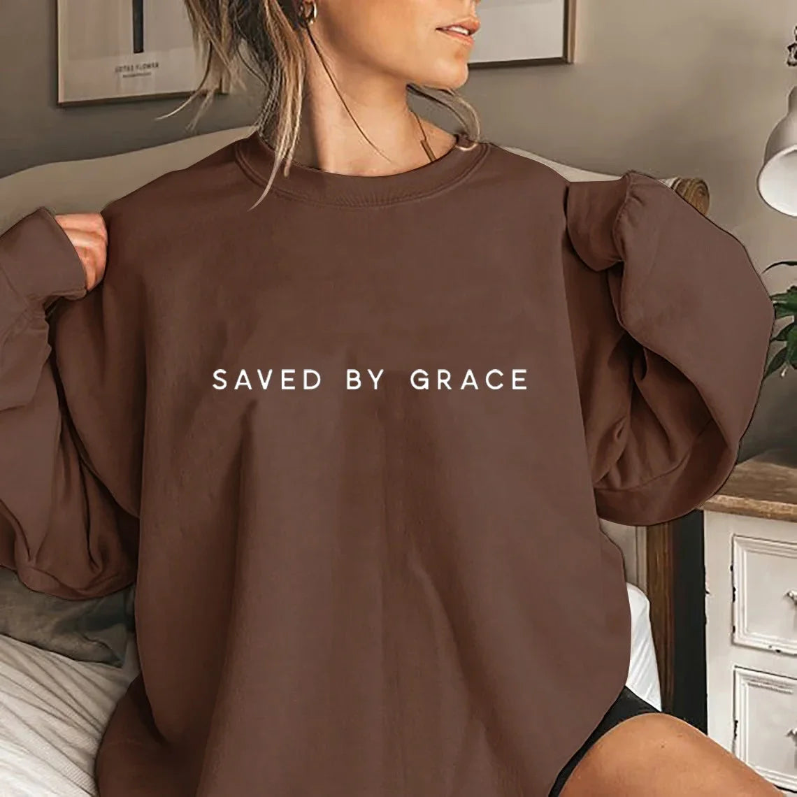 Saved By Grace Sweatshirt Christian Crewneck Sweatshirts