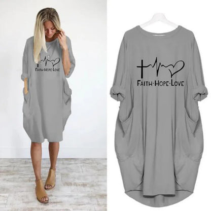 Women's Loose  Long Sleeved Summer Plus Size Dress Autumn  Winter  Joke T-shirt Summer O Neck Short Sleeve Graphic T Shirts
