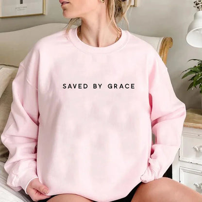 Saved By Grace Sweatshirt Christian Crewneck Sweatshirts