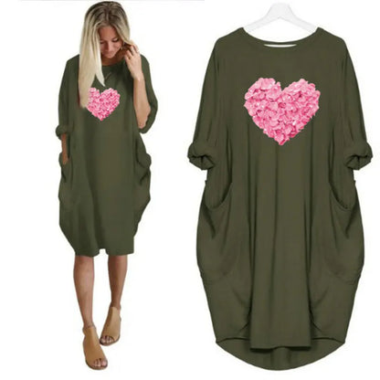 Women's Loose  Long Sleeved Summer Plus Size Dress Autumn  Winter  Joke T-shirt Summer O Neck Short Sleeve Graphic T Shirts