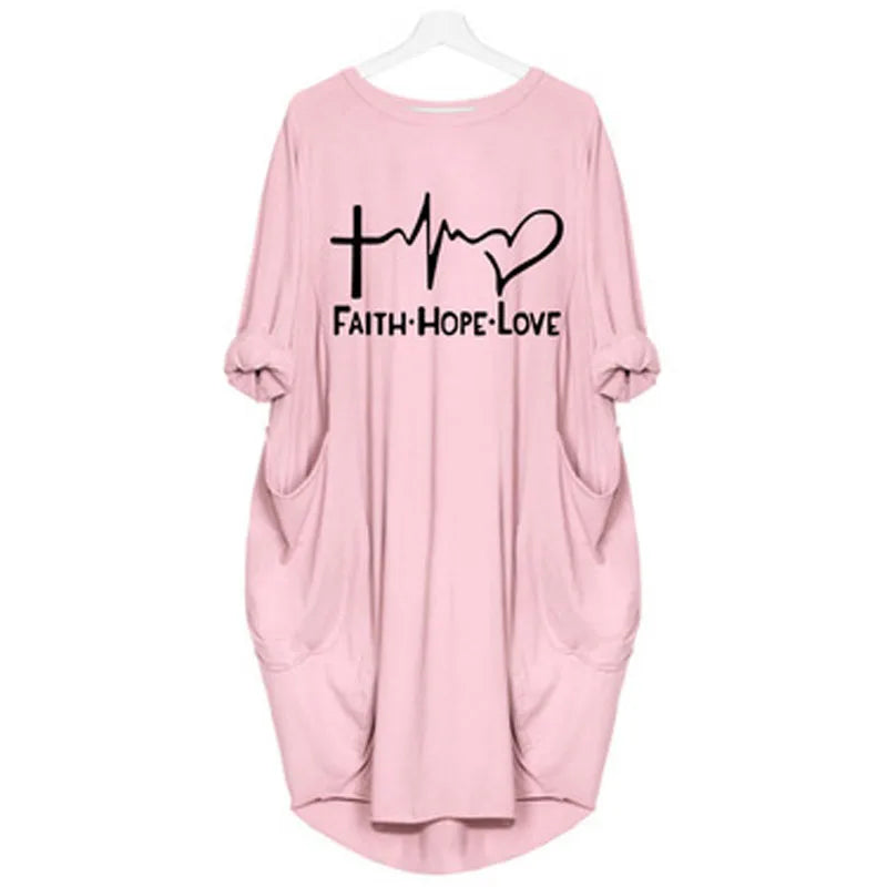 Women's Loose  Long Sleeved Summer Plus Size Dress Autumn  Winter  Joke T-shirt Summer O Neck Short Sleeve Graphic T Shirts