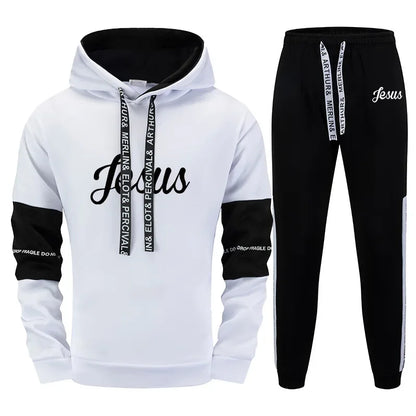 Jesus Printed Men's Tracksuit Hoodies Sweatpants