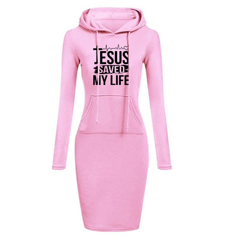 Jesus Saved My Life Hooded Dress Women's
