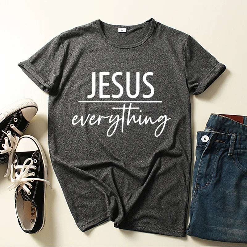 Jesus Everything Letter Print Women T Shirt