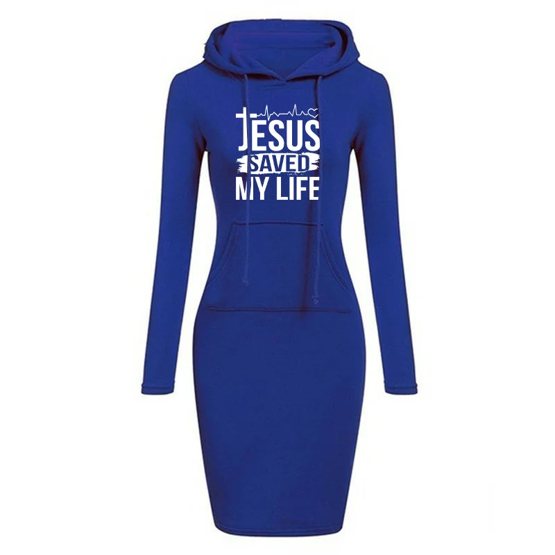 Jesus Saved My Life Hooded Dress Women's