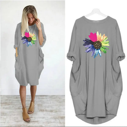 Women's Loose  Long Sleeved Summer Plus Size Dress Autumn  Winter  Joke T-shirt Summer O Neck Short Sleeve Graphic T Shirts