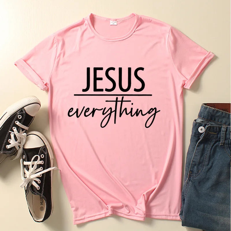 Jesus Everything Letter Print Women T Shirt