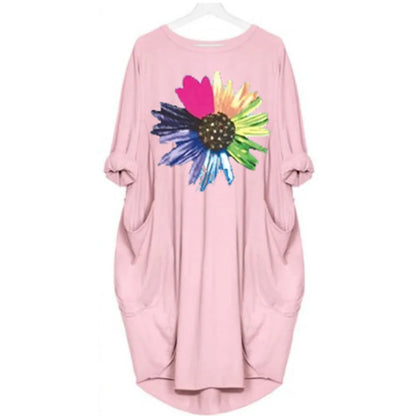 Women's Loose  Long Sleeved Summer Plus Size Dress Autumn  Winter  Joke T-shirt Summer O Neck Short Sleeve Graphic T Shirts