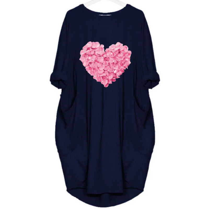 Women's Loose  Long Sleeved Summer Plus Size Dress Autumn  Winter  Joke T-shirt Summer O Neck Short Sleeve Graphic T Shirts